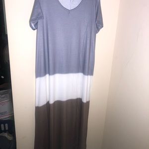 Miss Look Long Dress Brown Blue White 3XL